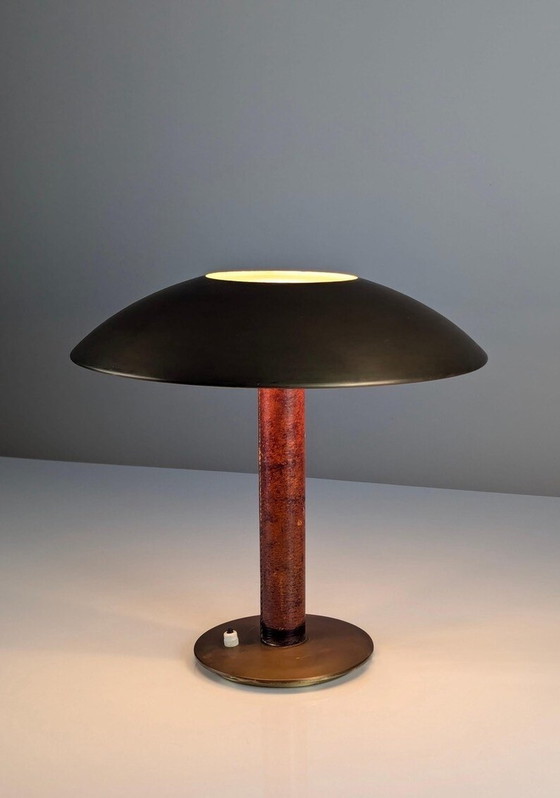 Image 1 of Leather Table Lamp By Metalarte, 1962