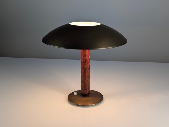 Image 1 of Leather Table Lamp By Metalarte, 1962