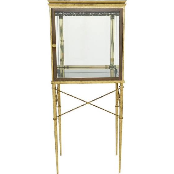 Image 1 of Vintage gilded wrought iron and mirror display cabinet, 1920