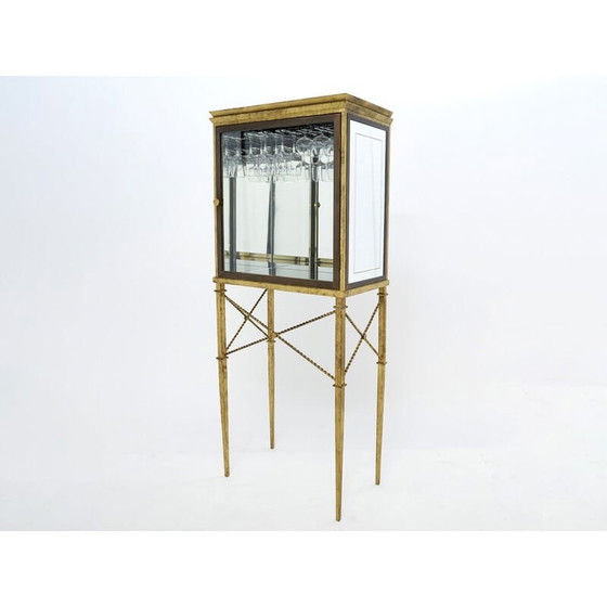 Image 1 of Vintage gilded wrought iron and mirror display cabinet, 1920