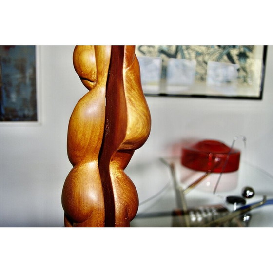 Image 1 of Vintage monogrammed cherry wood sculpture, 1980