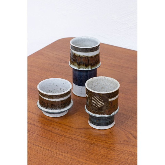 Image 1 of Set of 3 vintage ceramic vases by Inger Persson for Rörstrand, Sweden 1960