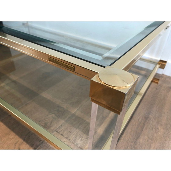 Image 1 of Vintage coffee table in plexiglass and gold metal by Pierre Vandel, France 1970