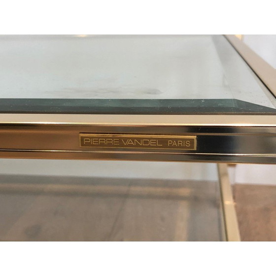 Image 1 of Vintage coffee table in plexiglass and gold metal by Pierre Vandel, France 1970