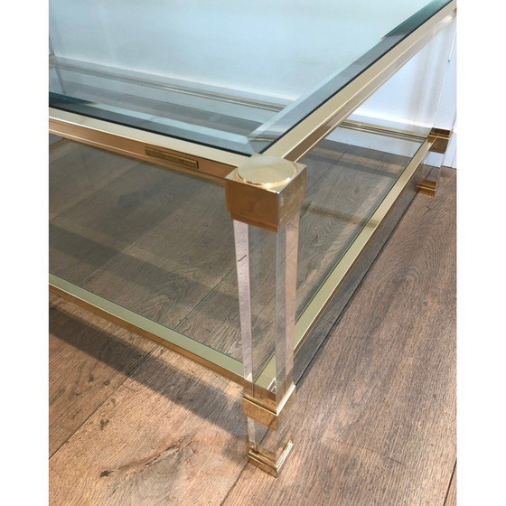Image 1 of Vintage coffee table in plexiglass and gold metal by Pierre Vandel, France 1970