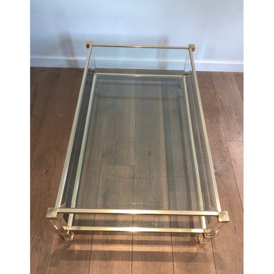 Image 1 of Vintage coffee table in plexiglass and gold metal by Pierre Vandel, France 1970