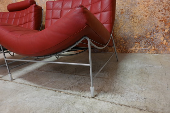 Image 1 of Red Leather Leolux Volare Design Armchair (2 Pieces Available)