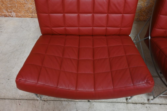 Image 1 of Red Leather Leolux Volare Design Armchair (2 Pieces Available)