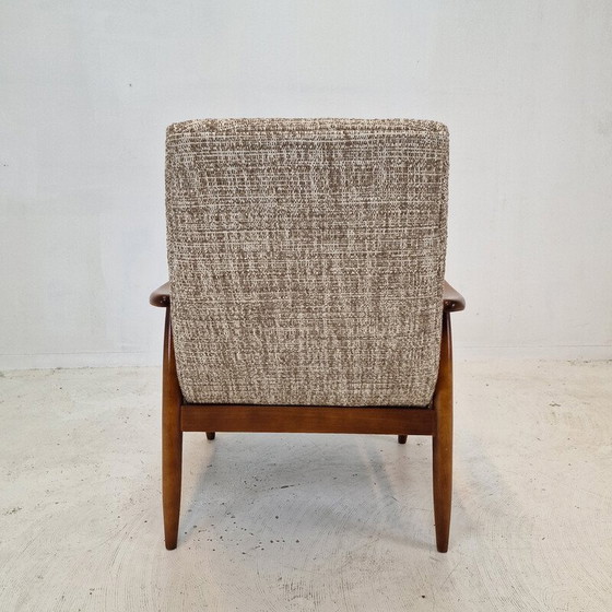 Image 1 of Vintage teak and fabric armchair, Denmark 1960s