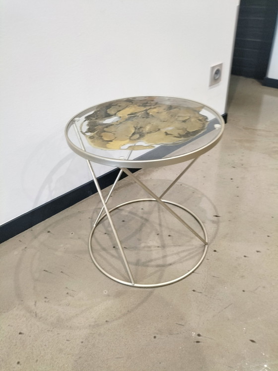 Image 1 of Gilded Metal And Glass Pedestal Table Yb Design