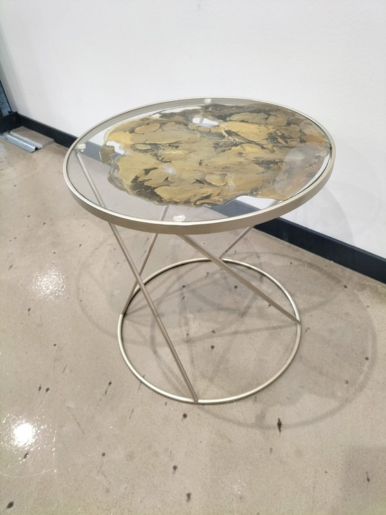 Image 1 of Gilded Metal And Glass Pedestal Table Yb Design