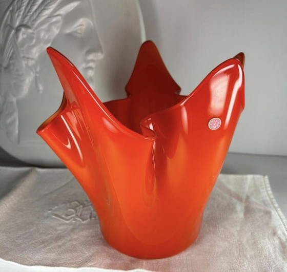 Image 1 of Murano Orange Handkerchief Vase Large