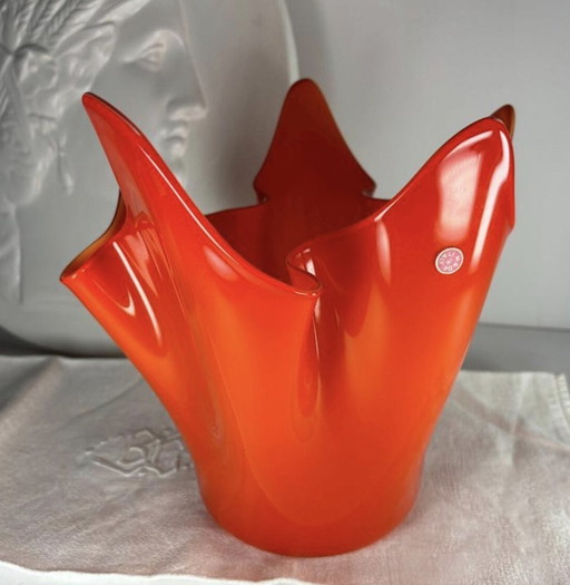 Murano Orange Handkerchief Vase Large