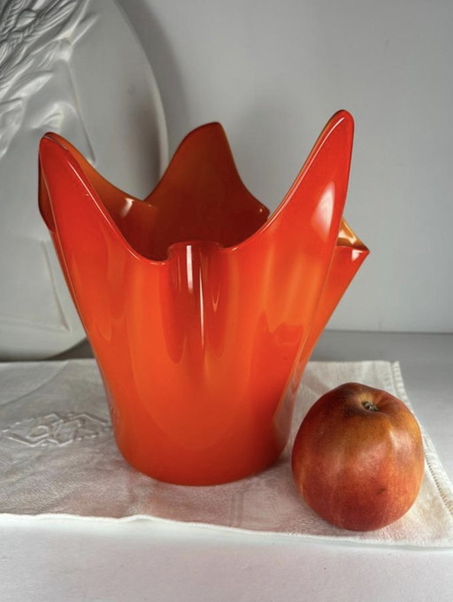 Murano Orange Handkerchief Vase Large