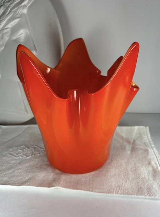 Image 1 of Murano Orange Handkerchief Vase Large