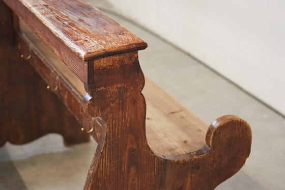 Image 1 of Antique Gothic Church Benches, Late 1800S – Set Of 4 Pine Wood Pew Benches