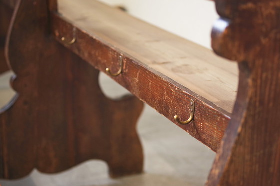 Image 1 of Antique Gothic Church Benches, Late 1800S – Set Of 4 Pine Wood Pew Benches