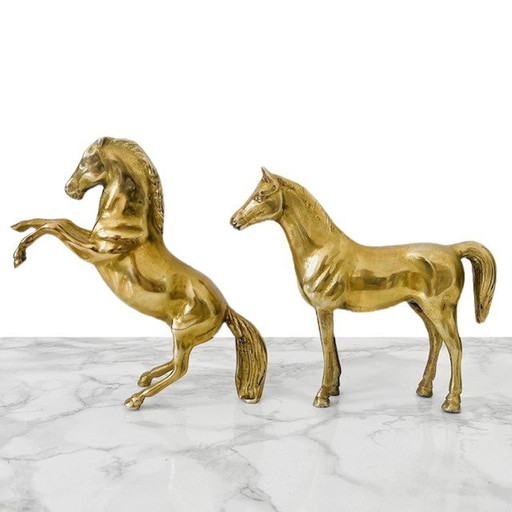 Set of vintage brass horses