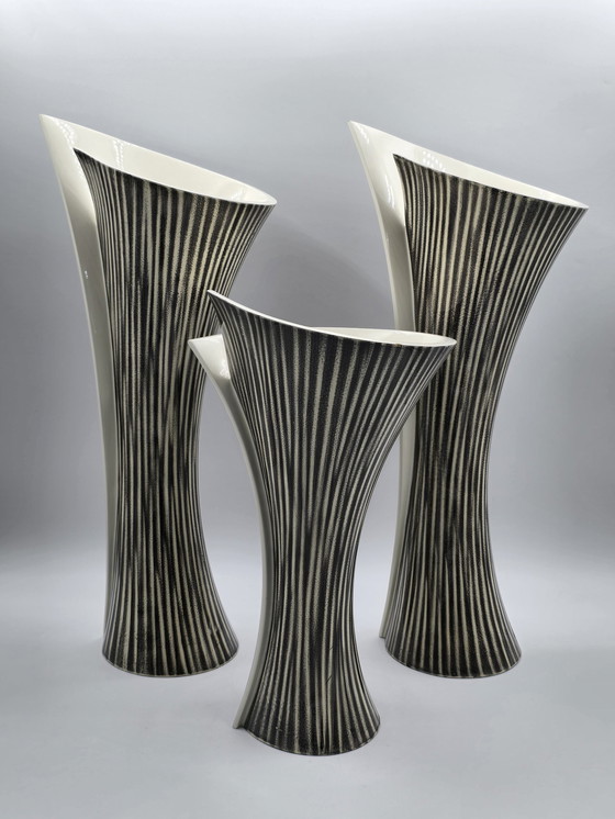 Image 1 of Set Of 3 Large Design Vases