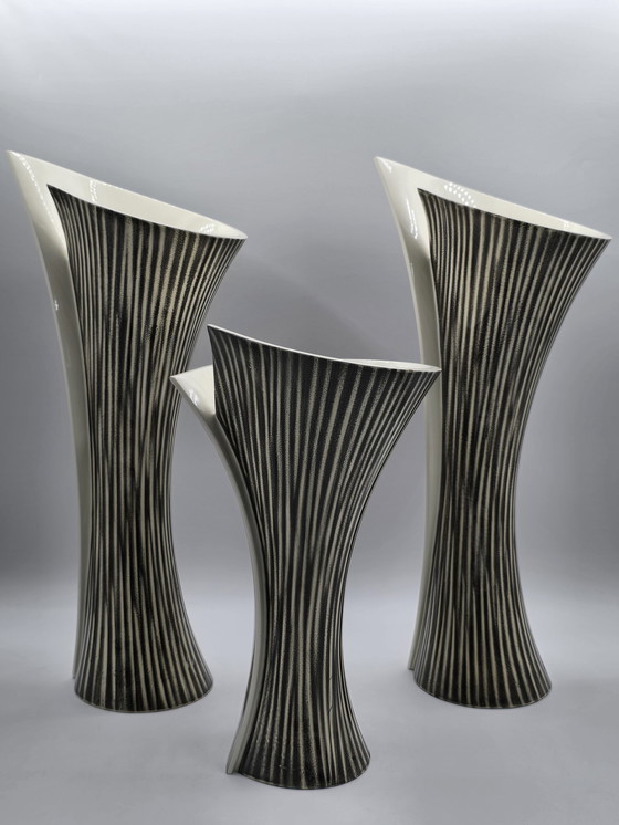 Image 1 of Set Of 3 Large Design Vases