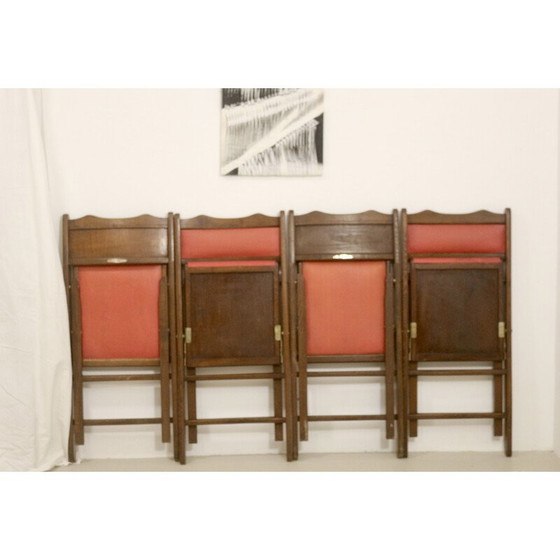 Image 1 of Set of 4 vintage Art Deco folding chairs in cedar wood, China 1950
