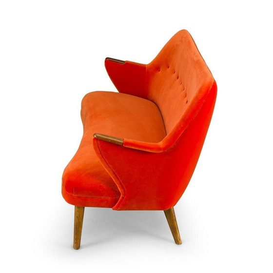 Image 1 of Mid-century velvet orange 3-seat sofa by CFC Silkeborg, 1960s