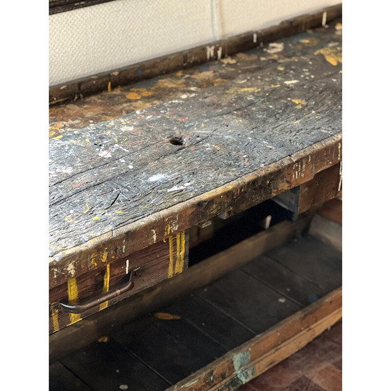 Image 1 of Vintage painter's workbench with 2 drawers