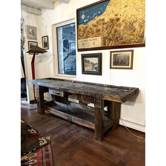 Image 1 of Vintage painter's workbench with 2 drawers
