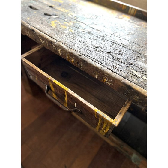 Image 1 of Vintage painter's workbench with 2 drawers