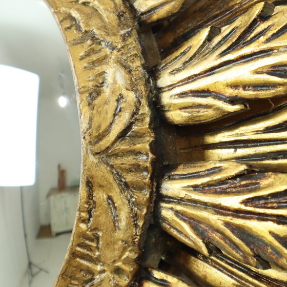 Image 1 of Rare Wooden Sun Mirror Xl
