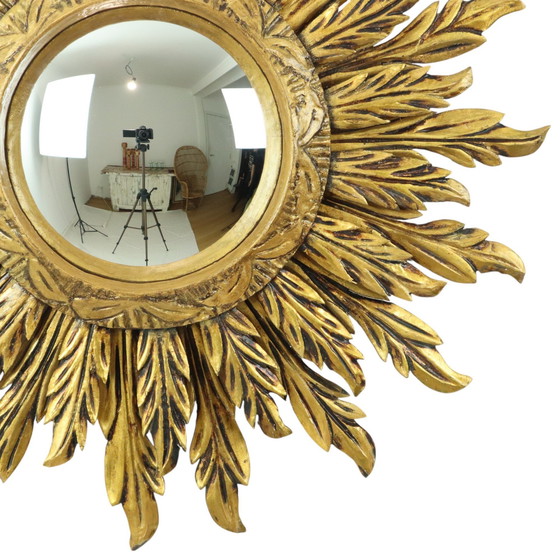 Image 1 of Rare Wooden Sun Mirror Xl