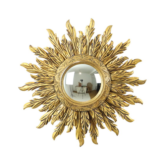 Image 1 of Rare Wooden Sun Mirror Xl