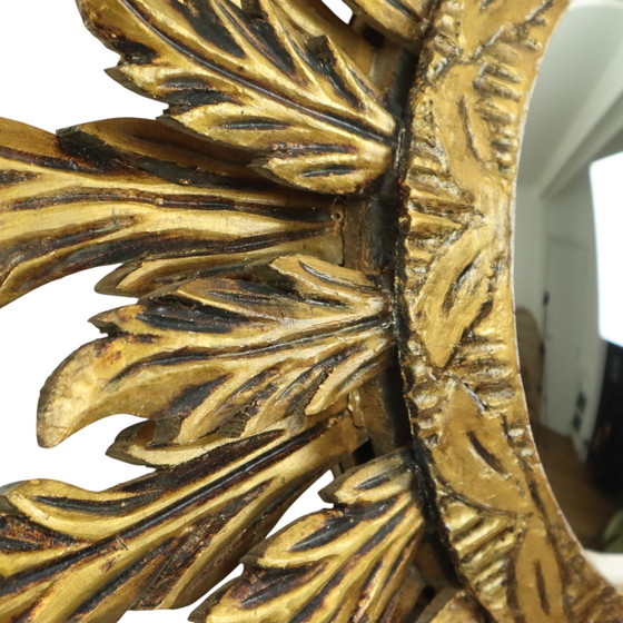 Image 1 of Rare Wooden Sun Mirror Xl