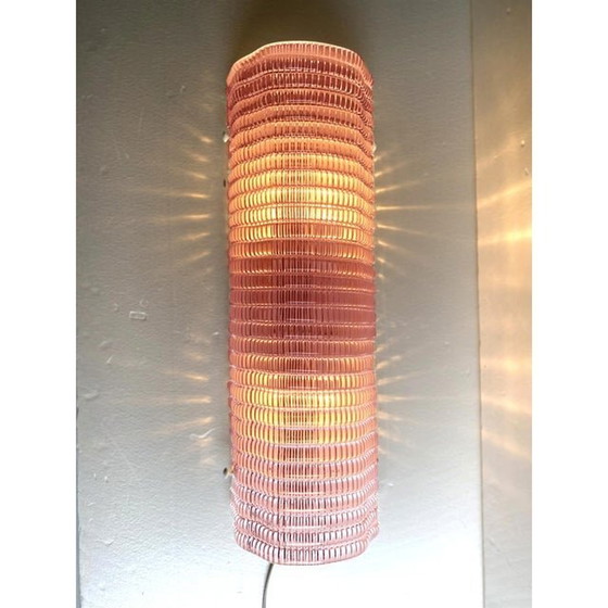 Image 1 of Set Of Two Diamanted Pink Rectangular Murano Glass Wall Sconce