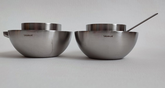 Image 1 of Blomus stainless steel Asia Milk & Sugar Cream Set Stotz Design Bauhaus