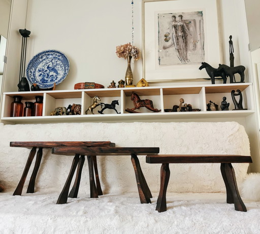 3x Mini set vintage de maquetas de troncos de árboles