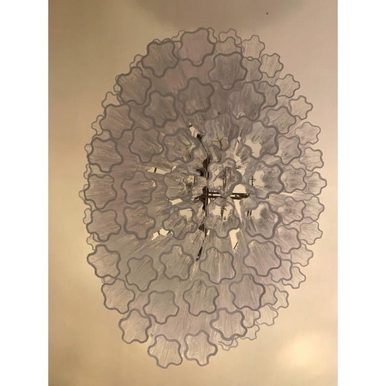 Image 1 of Contemporary Oval Transparent “Tronchi” Murano Glass Chandelier In Venini Style