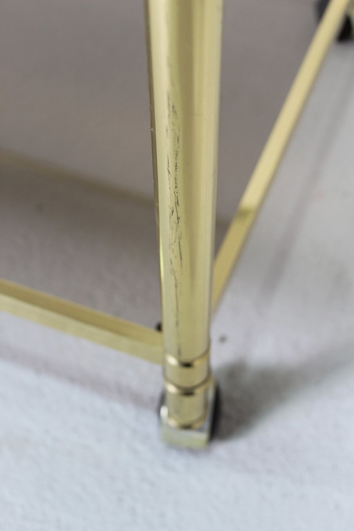 Vintage Barcart, Serving Cart - Brass, Smoked Glass, 1970s
