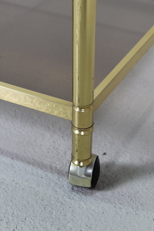Vintage Barcart, Serving Cart - Brass, Smoked Glass, 1970s