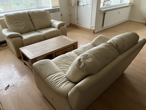 Two Chateaux D’Ax Couches In Beige Faux Leather