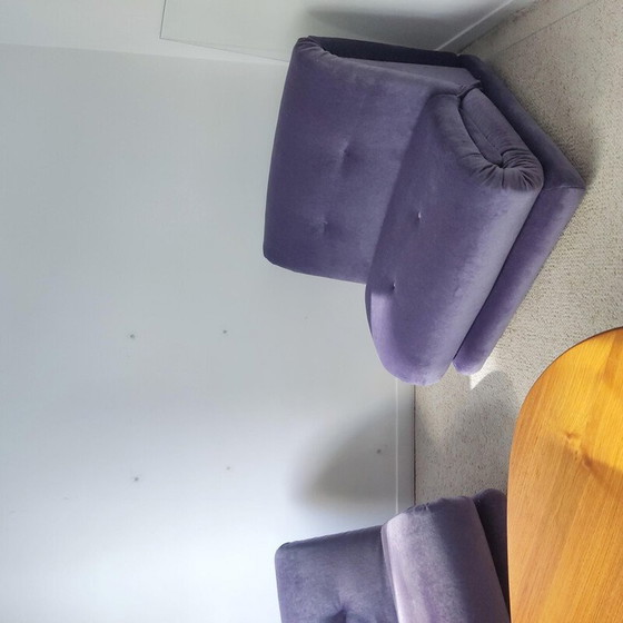 Image 1 of Pair of vintage armchairs in purple mohair velvet for Salotti Pd, Italy 1970