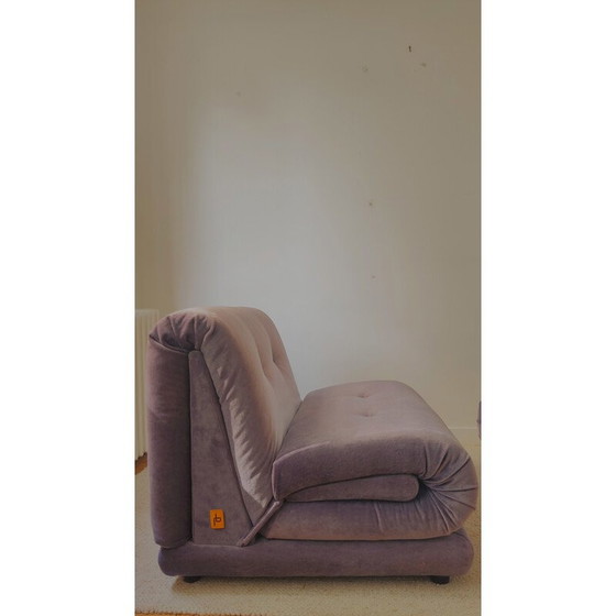 Image 1 of Pair of vintage armchairs in purple mohair velvet for Salotti Pd, Italy 1970