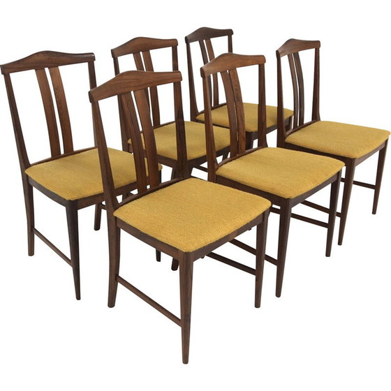 Image 1 of Set of 6 vintage chairs in rosewood and fabric, Sweden 1960