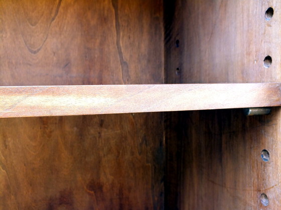 Image 1 of Large Bookcase Italian Art Decò Design Rational Autarchy Years '30 In Walnuts Glass