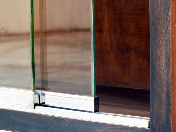 Image 1 of Large Bookcase Italian Art Decò Design Rational Autarchy Years '30 In Walnuts Glass