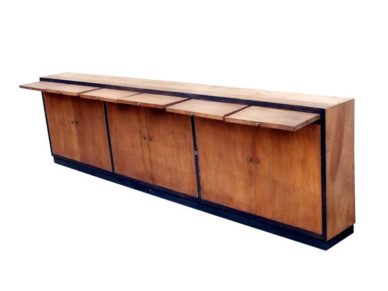 Image 1 of Large Bookcase Italian Art Decò Design Rational Autarchy Years '30 In Walnuts Glass