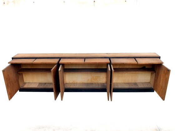 Image 1 of Large Bookcase Italian Art Decò Design Rational Autarchy Years '30 In Walnuts Glass