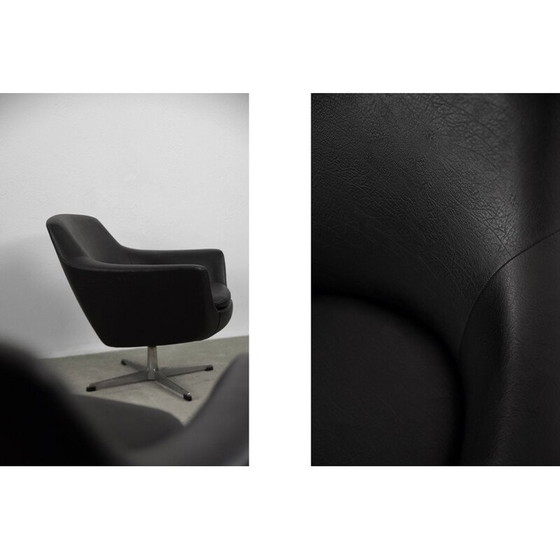 Image 1 of Pair of Vintage Black Swivel Chair Scandinavian 1970s