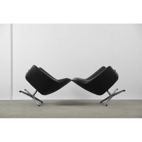 Image 1 of Pair of Vintage Black Swivel Chair Scandinavian 1970s