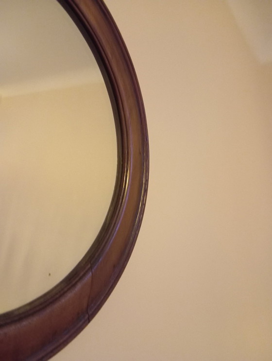 Image 1 of Small Round Regency Style Solid Wood Mirror, Late 19th Century